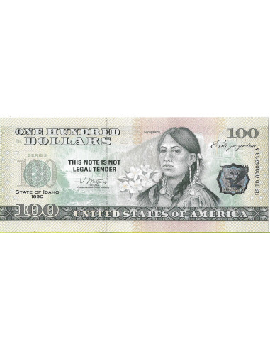 Przód banknotu USA 100 Dolarów 2022 Idaho Commemorative Dollar