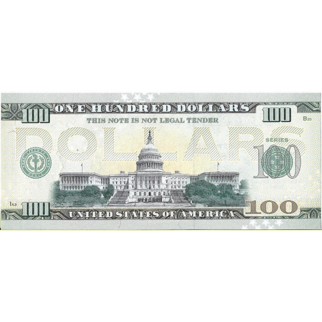 Tył banknotu USA 100 Dolarów 2022 Idaho Commemorative Dollar