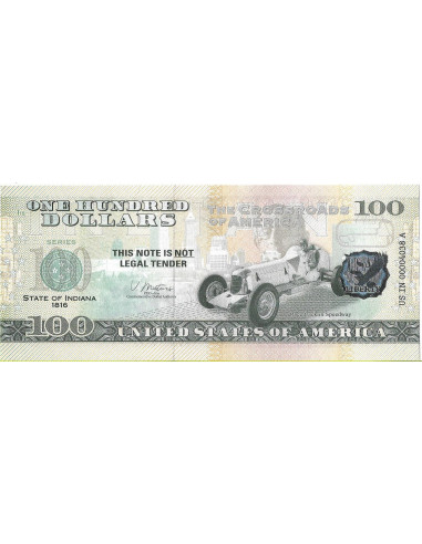 Przód banknotu USA 100 Dolarów 2022 Indiana Commemorative Dollar