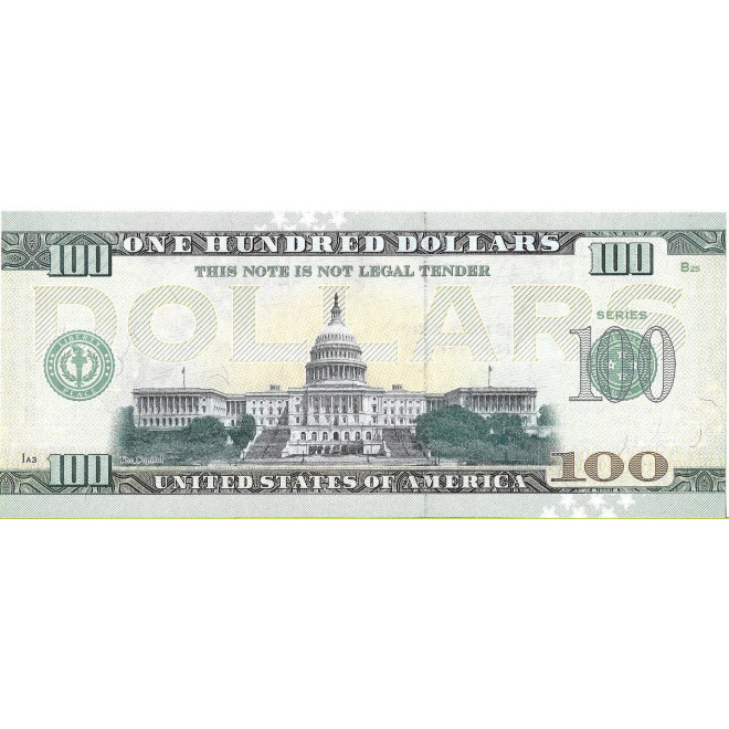 Tył banknotu USA 100 Dolarów 2022 Indiana Commemorative Dollar