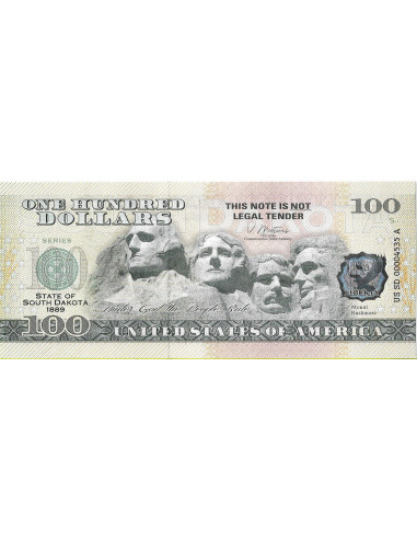 Przód banknotu USA 100 Dolarów 2022 South Dakota Commemorative Dollar