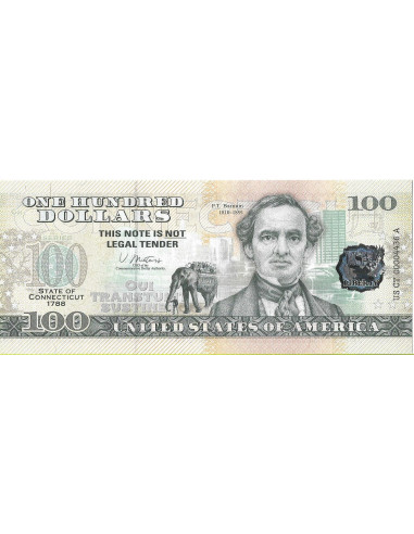 Przód banknotu USA 100 Dolarów 2022 Connecticut Commemorative Dollar