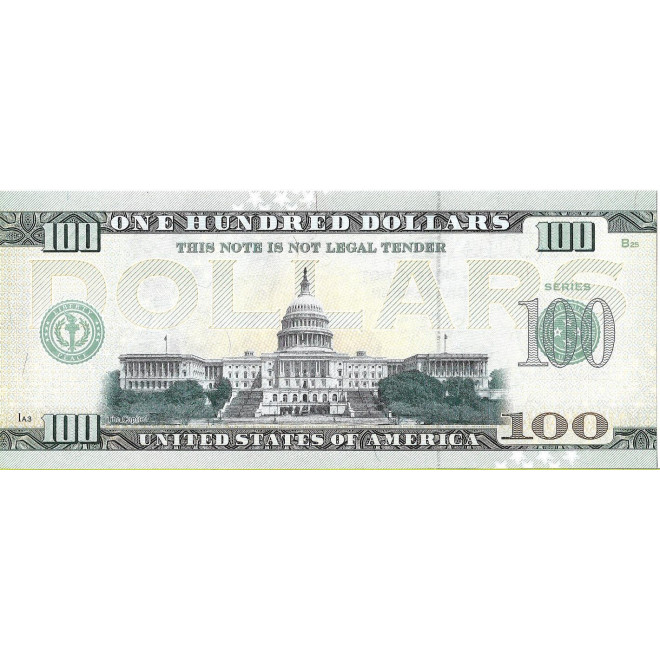Tył banknotu USA 100 Dolarów 2022 Connecticut Commemorative Dollar