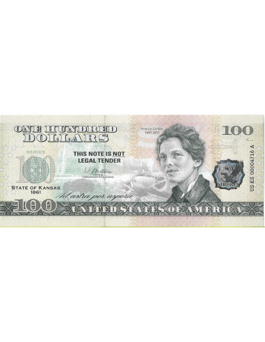 Przód banknotu USA 100 Dolarów 2022 Kansas Commemorative Dollar