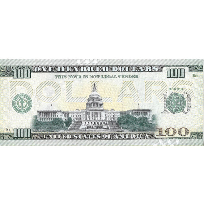 Tył banknotu USA 100 Dolarów 2022 Kansas Commemorative Dollar