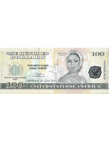 Przód banknotu USA 100 Dolarów 2022 Oklahoma Commemorative Dollar