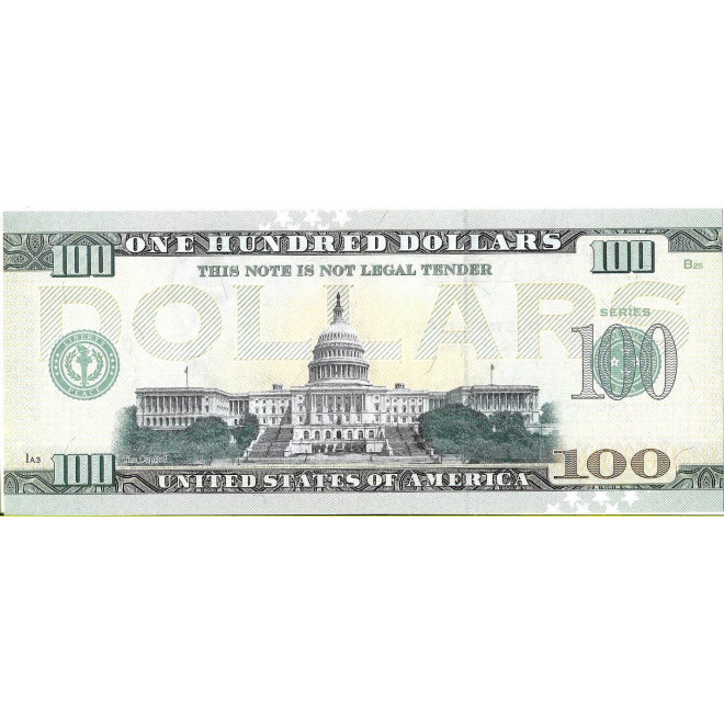 Tył banknotu USA 100 Dolarów 2022 Oklahoma Commemorative Dollar