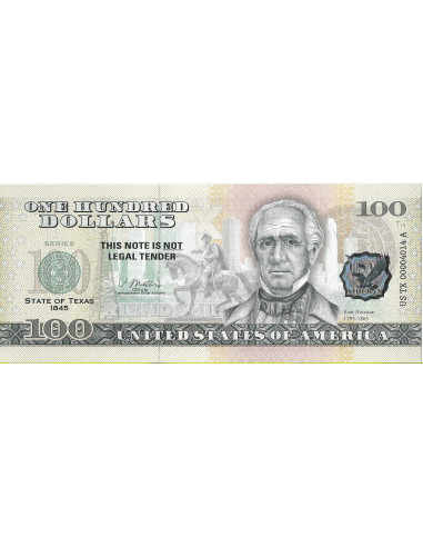 Przód banknotu USA 100 Dolarów 2022 Texas Commemorative Dollar