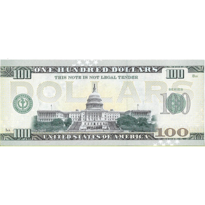 Tył banknotu USA 100 Dolarów 2022 Texas Commemorative Dollar