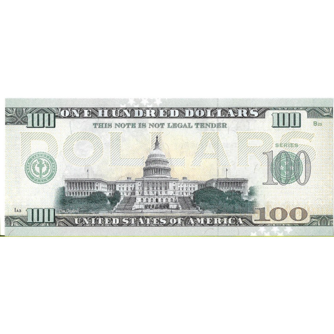 Tył banknotu USA 100 Dolarów 2022 Montana Commemorative Dollar
