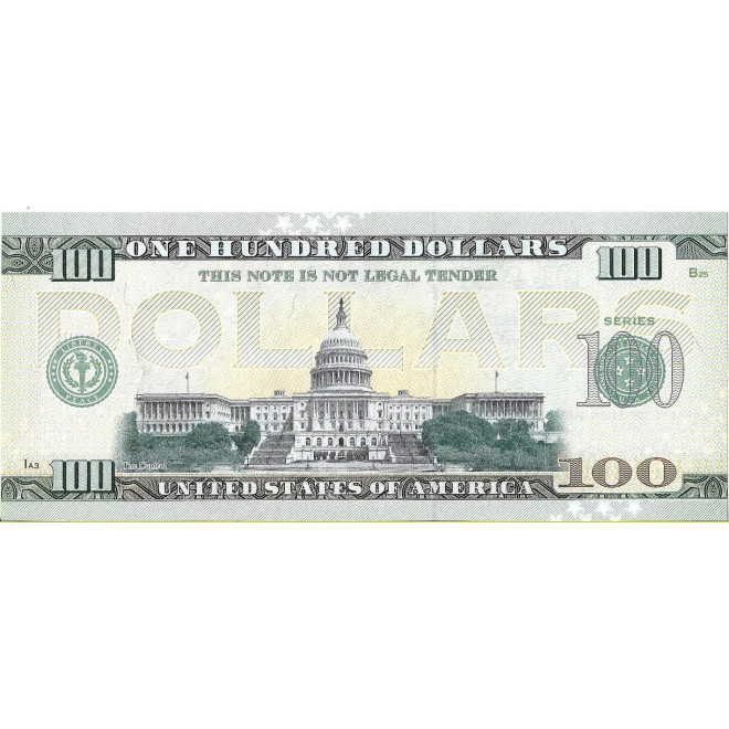 Tył banknotu USA 100 Dolarów 2022 Missouri Commemorative Dollar
