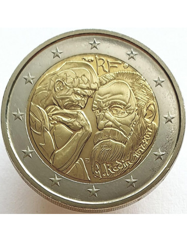 Awers monety 2 euro 2017 Setna rocznica śmierci Auguste Rodin
