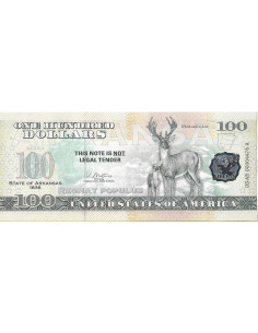 Przód banknotu USA 100 Dolarów 2022 Arkansas Commemorative Dollar