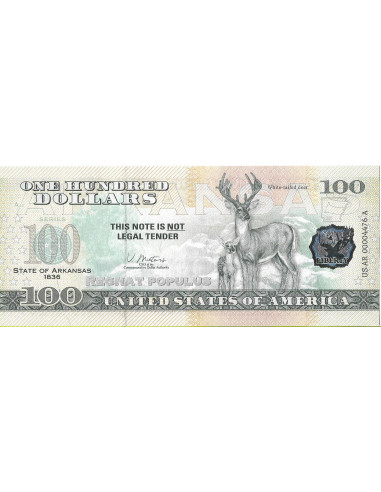 Przód banknotu USA 100 Dolarów 2022 Arkansas Commemorative Dollar