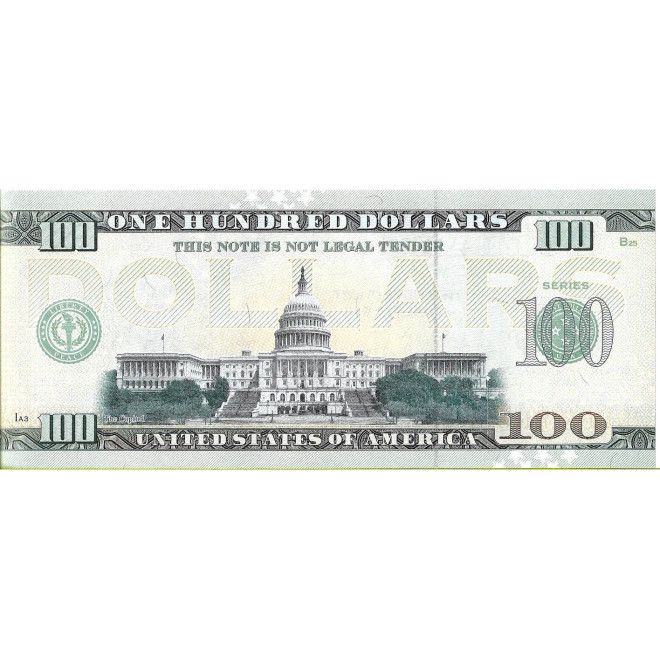 Tył banknotu USA 100 Dolarów 2022 Arkansas Commemorative Dollar