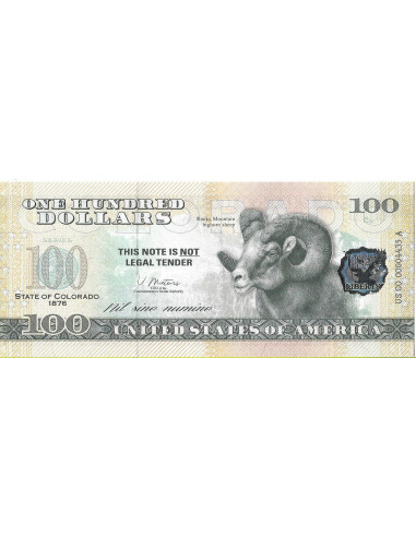 Przód banknotu USA 100 Dolarów 2022 Colorado Commemorative Dollar