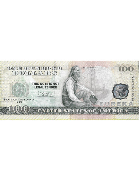 Przód banknotu USA 100 Dolarów 2022 California Commemorative Dollar