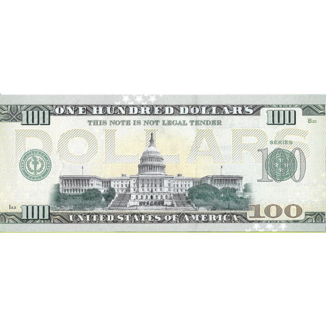 Tył banknotu USA 100 Dolarów 2022 California Commemorative Dollar