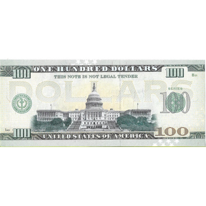 Tył banknotu USA 100 Dolarów 2022 Illinois Commemorative Dollar