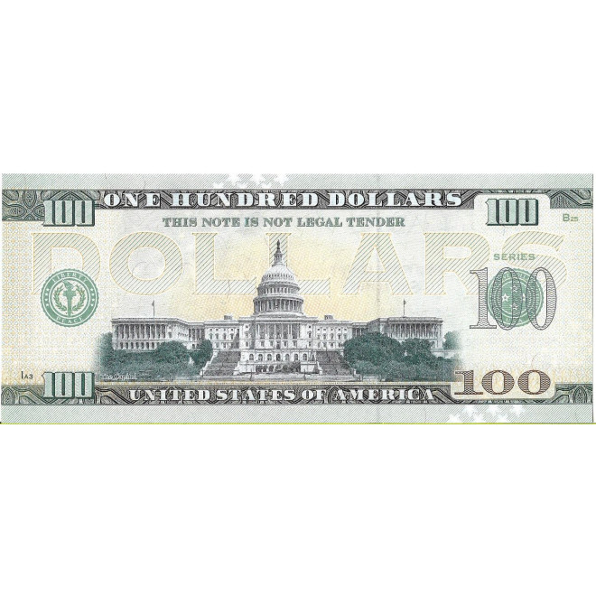 Tył banknotu USA 100 Dolarów 2022 Carolina Commemorative Dollar