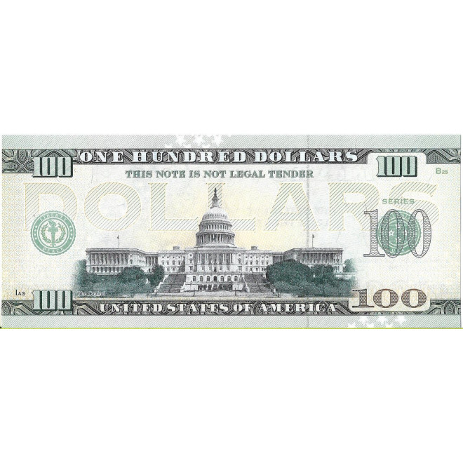 Tył banknotu USA 100 Dolarów 2022 Georgia Commemorative Dollar