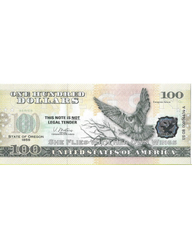 Przód banknotu USA 100 Dolarów 2022 Oregon Commemorative Dollar