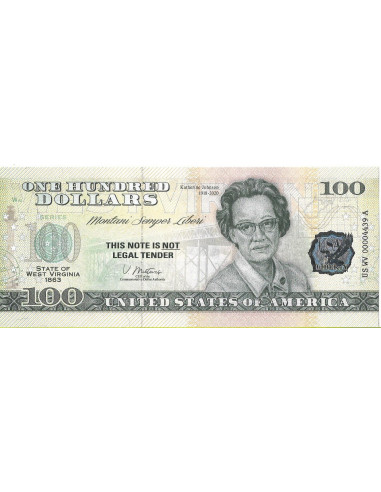 Przód banknotu USA 100 Dolarów 2022 West Virginia Commemorative Dollar