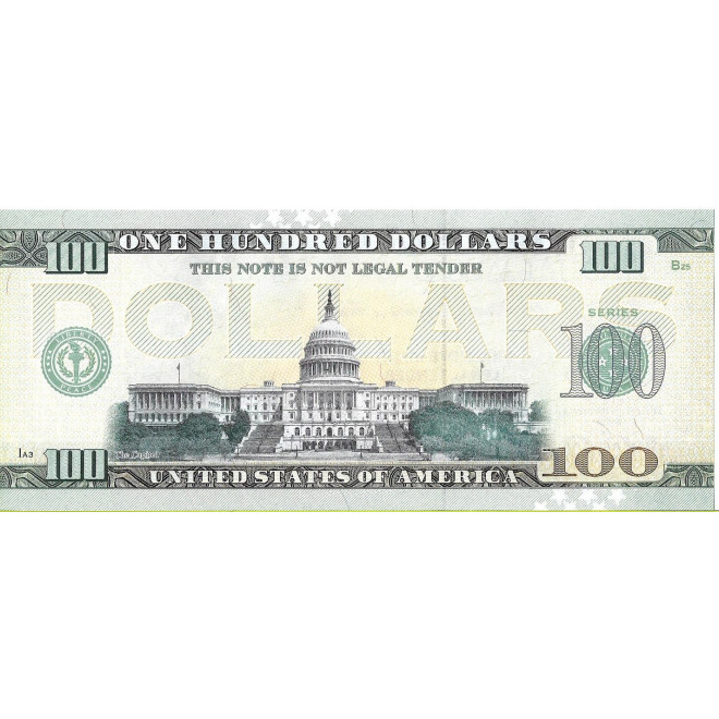 Tył banknotu USA 100 Dolarów 2022 West Virginia Commemorative Dollar