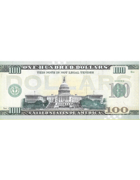 Tył banknotu USA 100 Dolarów 2022 West Virginia Commemorative Dollar