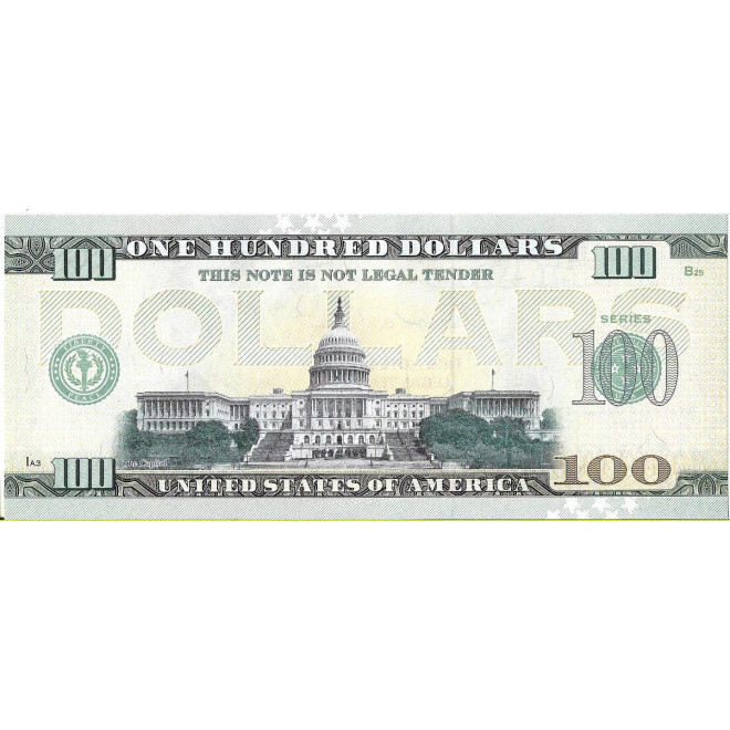 Tył banknotu USA 100 Dolarów 2022 Vermont Commemorative Dollar