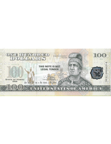 Przód banknotu USA 100 Dolarów 2022 Hawaii Commemorative Dollar