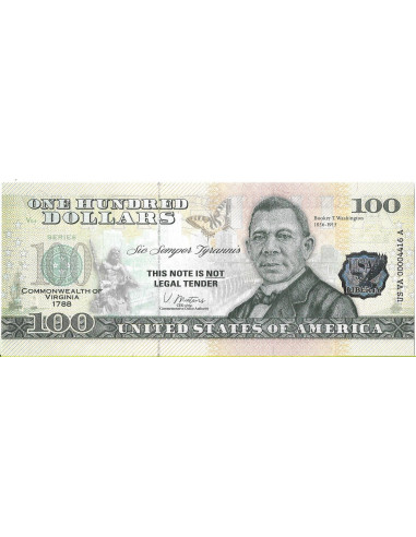 Przód banknotu USA 100 Dolarów 2022 Virginia Commemorative Dollar