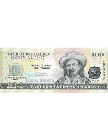 Przód banknotu USA 100 Dolarów 2022 Wyoming Commemorative Dollar