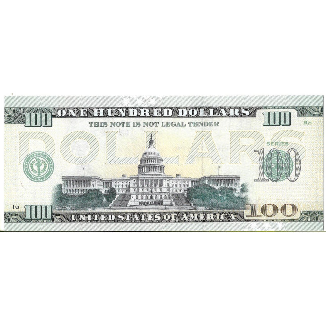 Tył banknotu USA 100 Dolarów 2022 Wyoming Commemorative Dollar