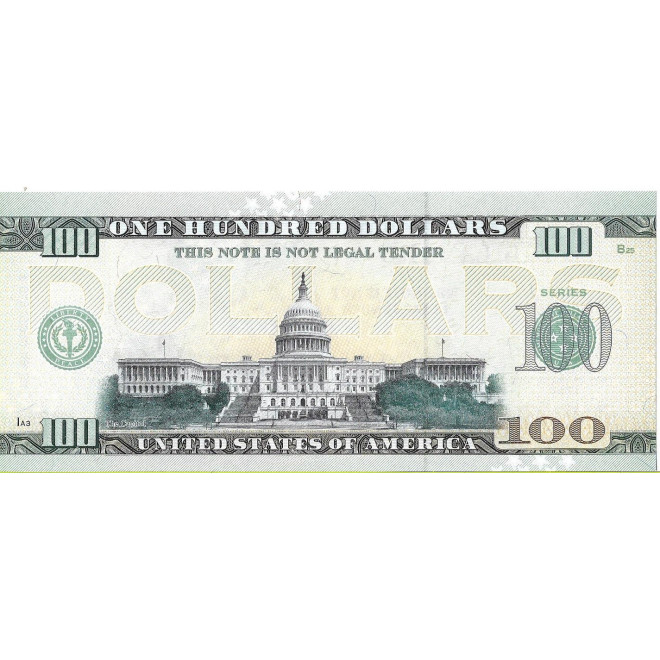 Tył banknotu USA 100 Dolarów 2022 New Hampshire Commemorative Dollar