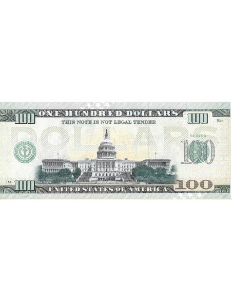 Tył banknotu USA 100 Dolarów 2022 Massachusetts Commemorative Dollar