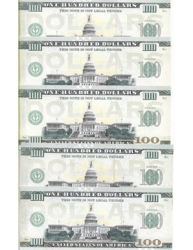 Przód banknotu USA 100 Dolarów 2022 Zestaw 50 Sztuk Commemorative Dollar