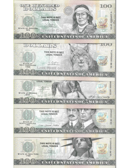 Tył banknotu USA 100 Dolarów 2022 Zestaw 50 Sztuk Commemorative Dollar