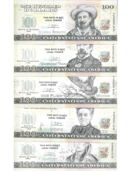 Tył banknotu USA 100 Dolarów 2022 Zestaw 50 Sztuk Commemorative Dollar