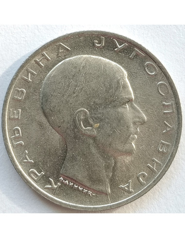 Awers monety Jugosławia 10 Dinar 1938