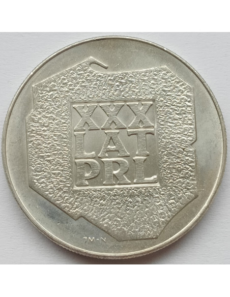 Awers monety 200 Złotych 1974 30lecie Polskiej Rzeczypospolitej Ludowej