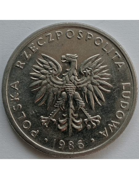 Awers monety 20 Złotych 1986