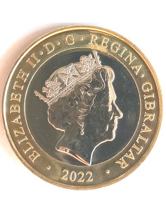 Awers monety Gibralar 2 Funty 2022 2