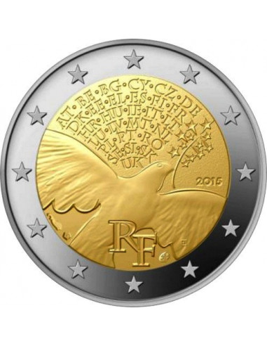 Awers monety Francja 2 euro 2015 70 lat pokoju w Europie