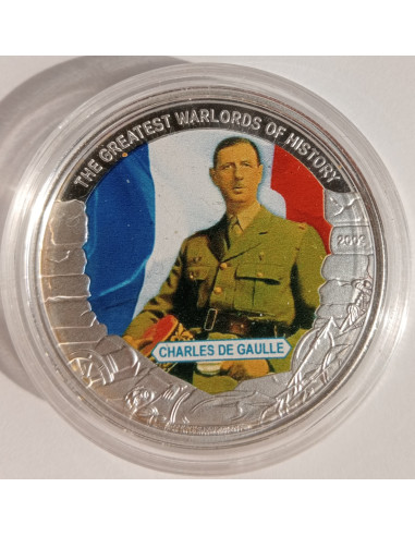 Awers monety Liberia 5 Dolarów 2009 Charles De Gaulle