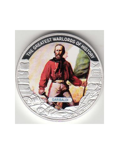 Awers monety Liberia 5 Dolarów 2010 włoski generał Giuseppe Garibaldi