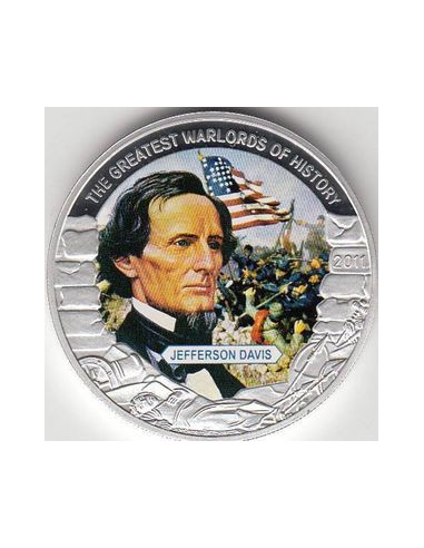 Awers monety Liberia 5 Dolarów 2011 Prezydent Stanów Konfederacji Jefferson Davis