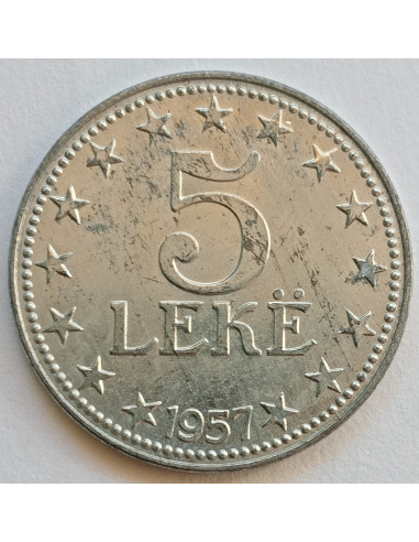 Awers monety Albania 5 Lek 1957