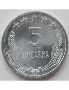 Awers monety Albania 5 Quindar 1964 2