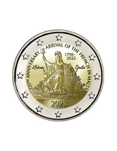 Awers monety Malta 2 euro 2023 225. rocznica przybycia Francuzów na Maltę